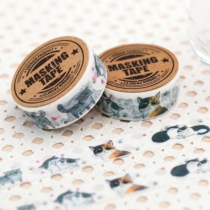 

15 мм * 10 м многофункциональная лента Васи с изображением кота, украшение «сделай сам», планировщик для скрапбукинга, малярная лента, клейкая лента