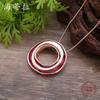 Color painting oil hollow ring pendant, personalized women's fashion geometric ring necklace