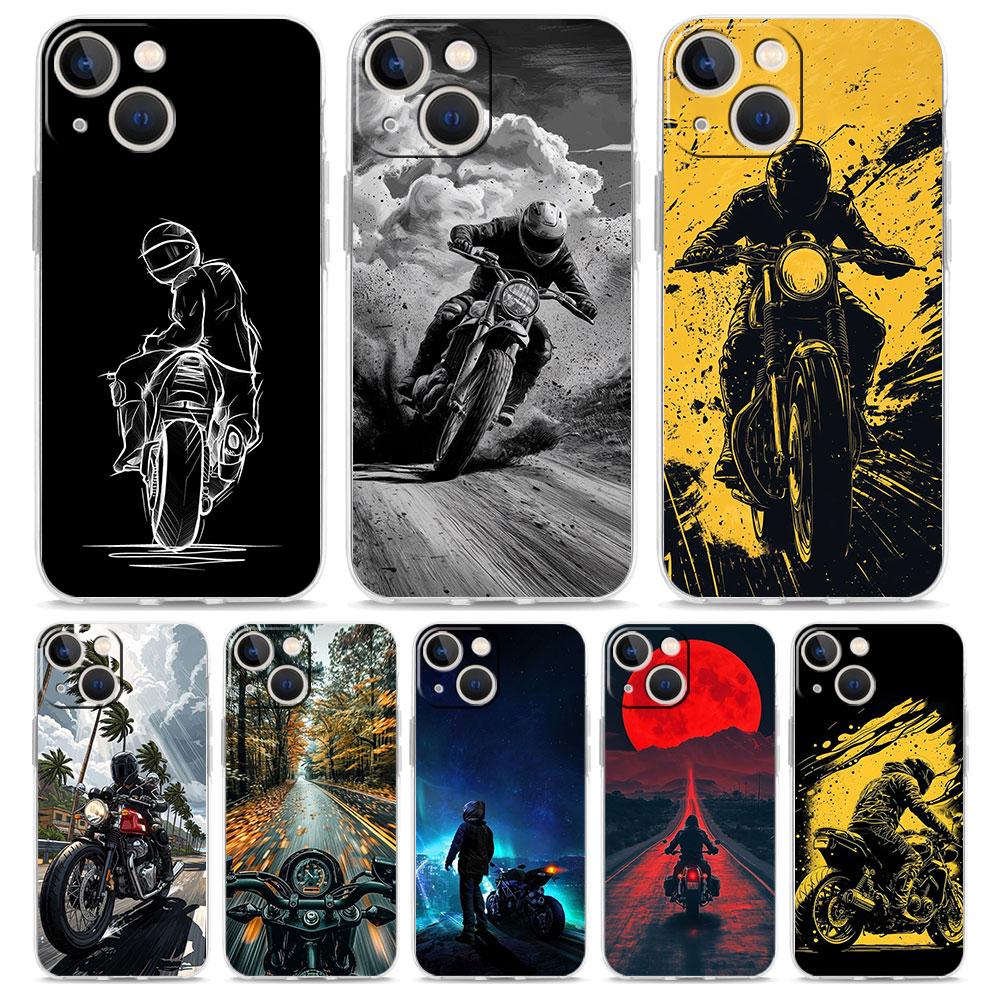 Phone Case For iPhone 17 Air Cases iPhone 16 15 12 13 14 Pro Max SE 7 8 Plus iPhone11 Clear Soft Cover Cool Motorcycle