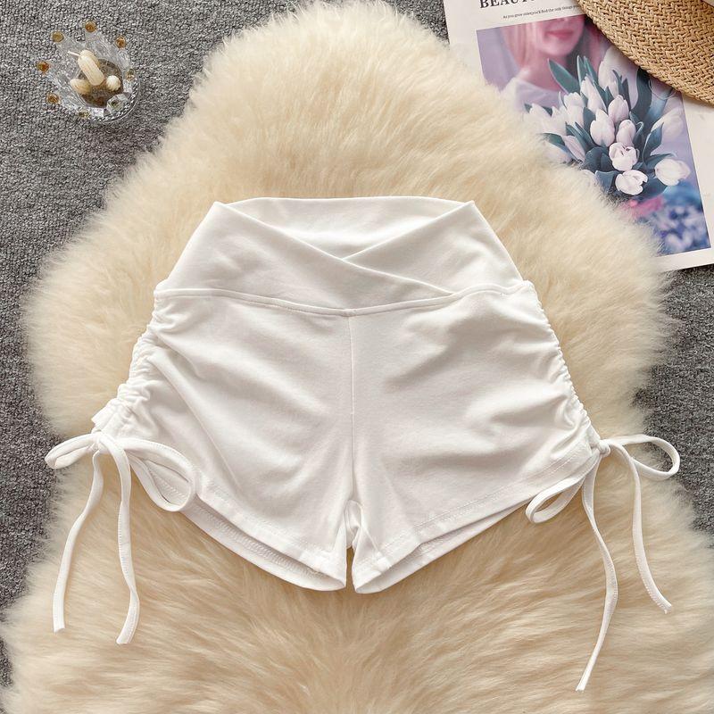 

Выбор инфлюенсеров 2024 Лето Новое поступление Персиковые шорты для спорта с эффектом «бразильская попа» С высокой талией Облегающие Эластичные Универсальные На кулиске Брюки для йоги White All yards