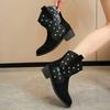 Big Size Explosive European and American Fashion Round Head Metal Rivets Belt Buckle Martin Boots Foreign Trade Women's Boots