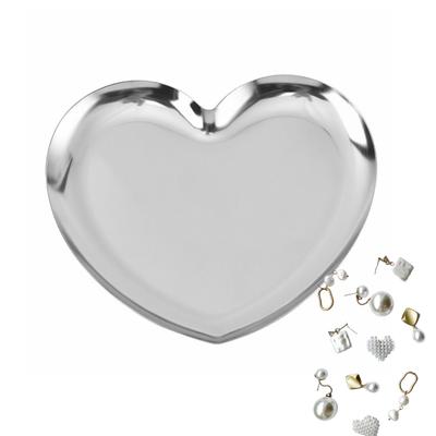 Bandeja de Accesorios en Forma de Corazón Sunny Glow, Bandeja para Joyas, Bandeja para Dulces, Soporte para Baratijas en Forma de Corazón, Acero Inoxidable Metálico, Mini, Pequeño, Elegante