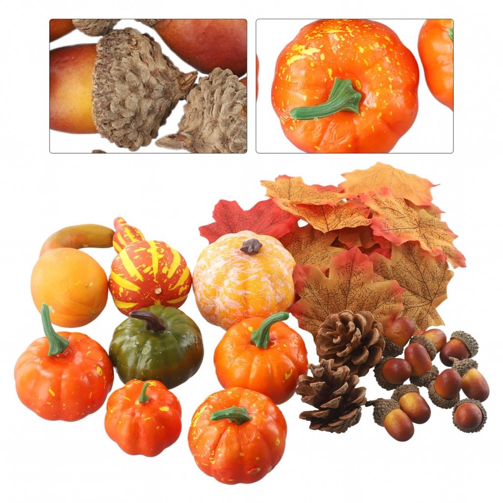 Artificial Decor For Display Maple Leaves Mini Pinecones