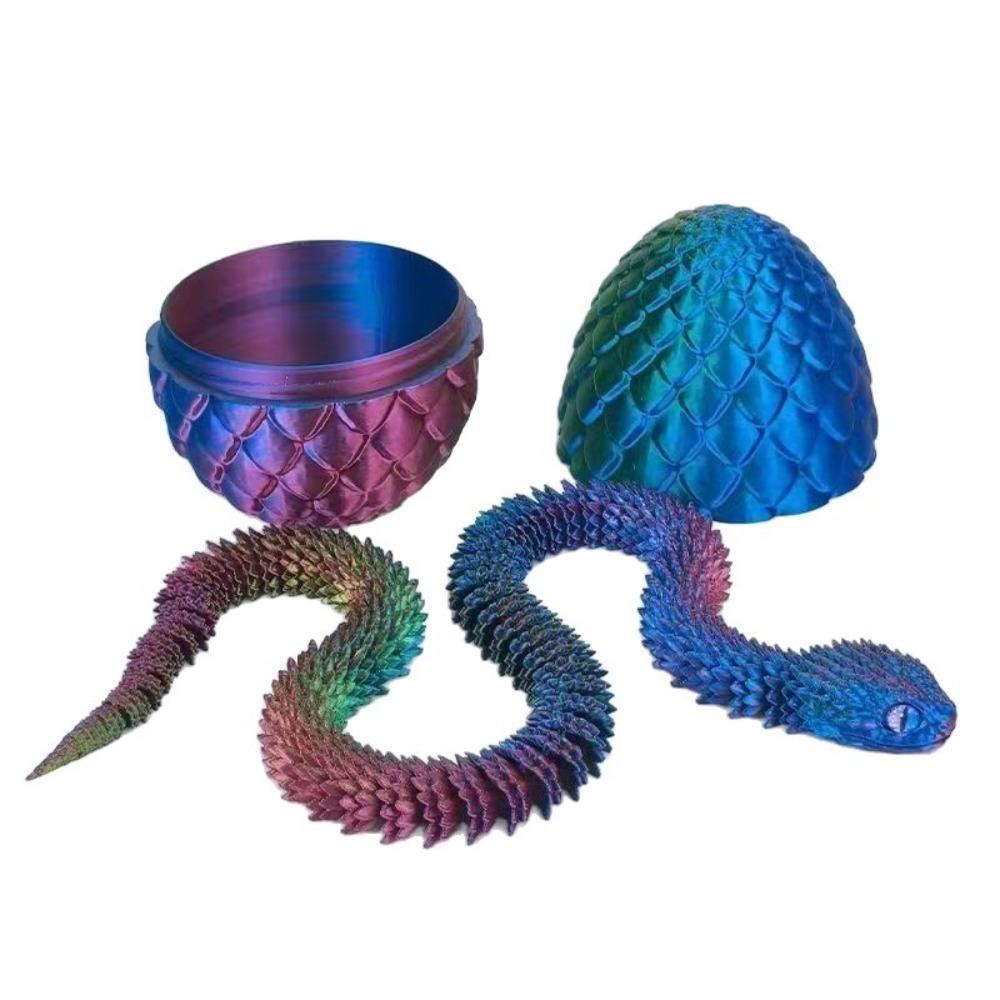 Artikuliertes 3D-gedrucktes Schlangentier 30cm mit 8,5cm Ei Flexible Tierfigur für Schreibtisch Zuhause Büro Dekoration Display Geschenk Dekor