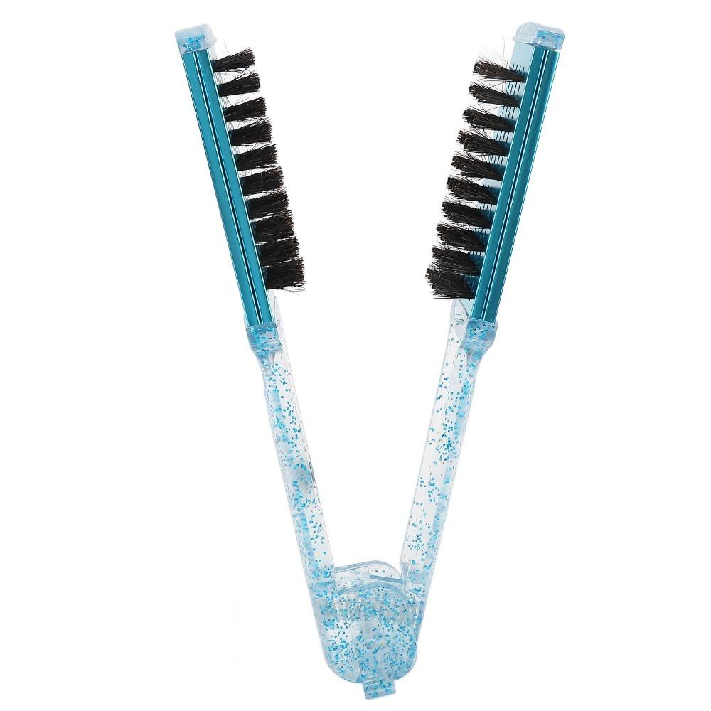Blue Double Sided Straightener Brush Multifunction Straightening Clamp Brush  Salon Use