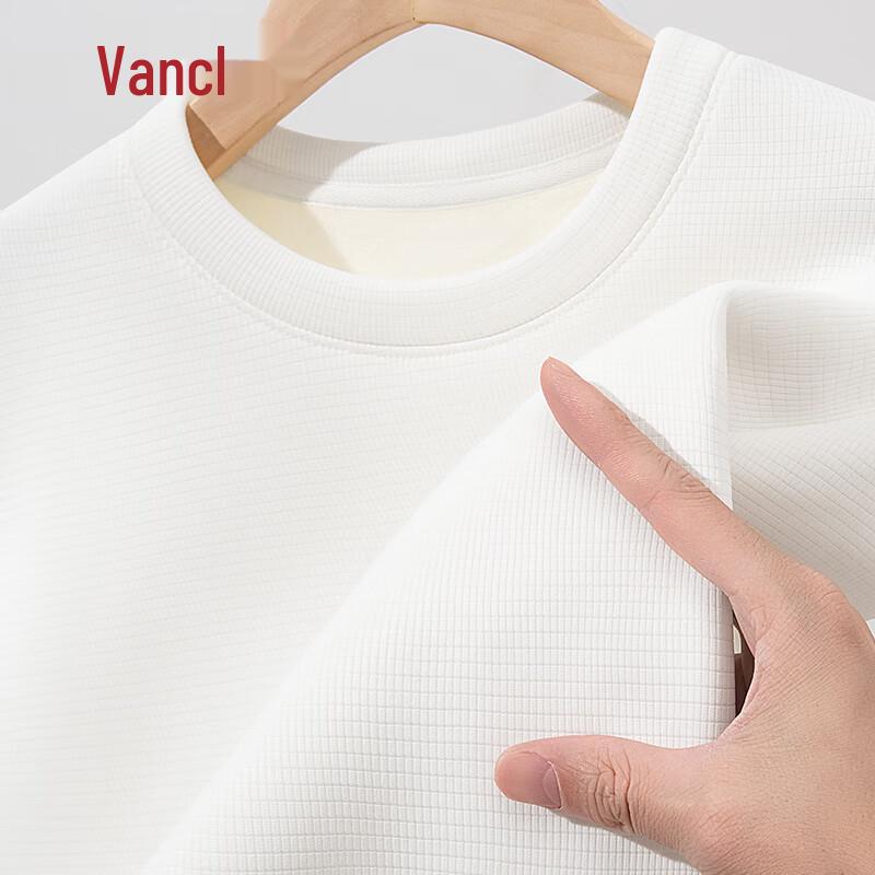 VANCL Men's Winter Fleece-Lined Waffle Knit Crew Neck Long Sleeve T-Shirt