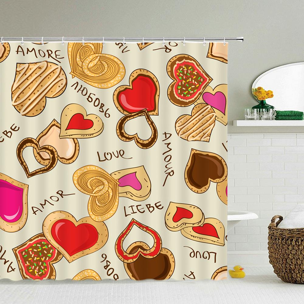 Home Decor Pink Couple Shower Curtain Shower Curtain Waterproof Fabric Modern Love Romantic Shower Curtain Bathroom Decor