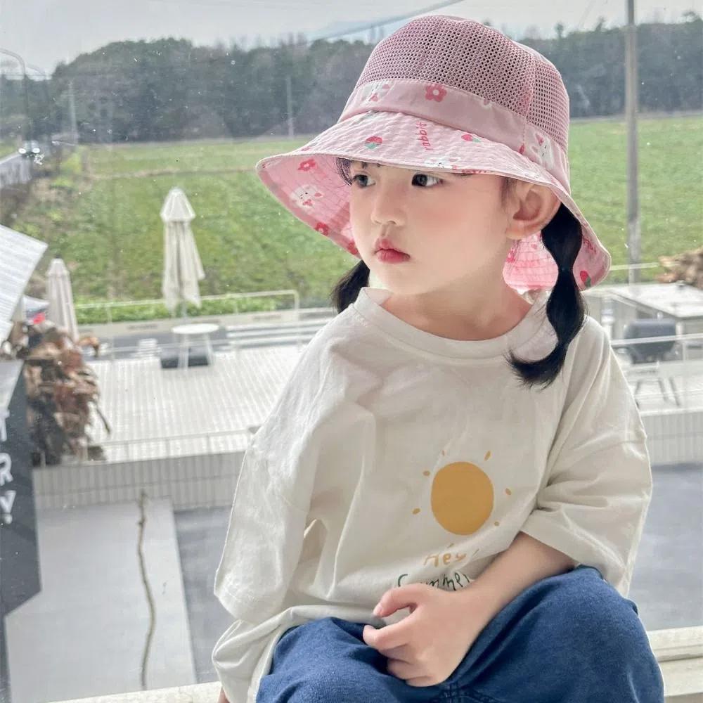 New Summer Baby Bucket Cap Mesh Breathable Boys Girls Sunhat Cartoon Animal Cute Fisherman Caps Kids