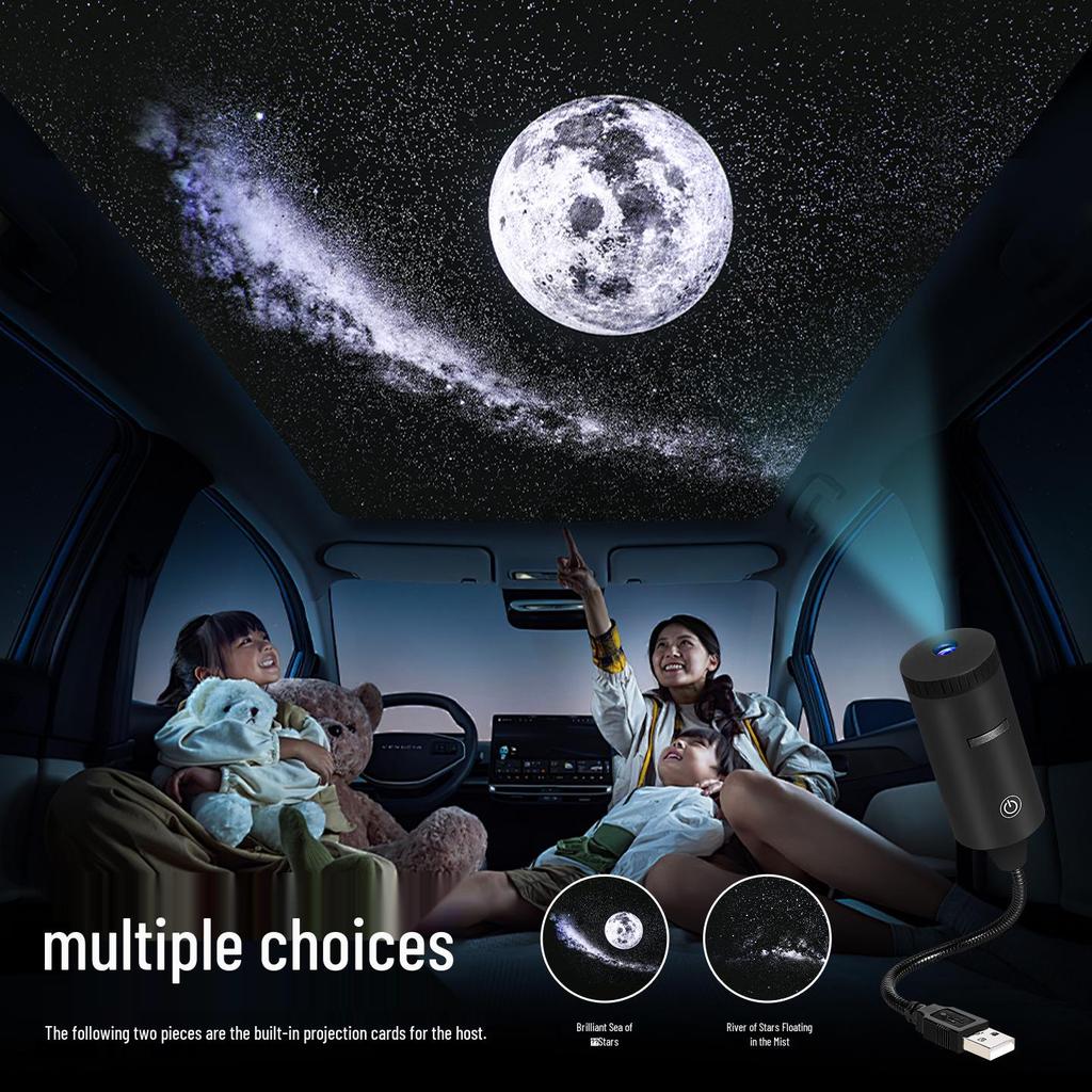 USB Starry Sky Roof Projector: Galaxy, Moon, and Star Replaceable Slides