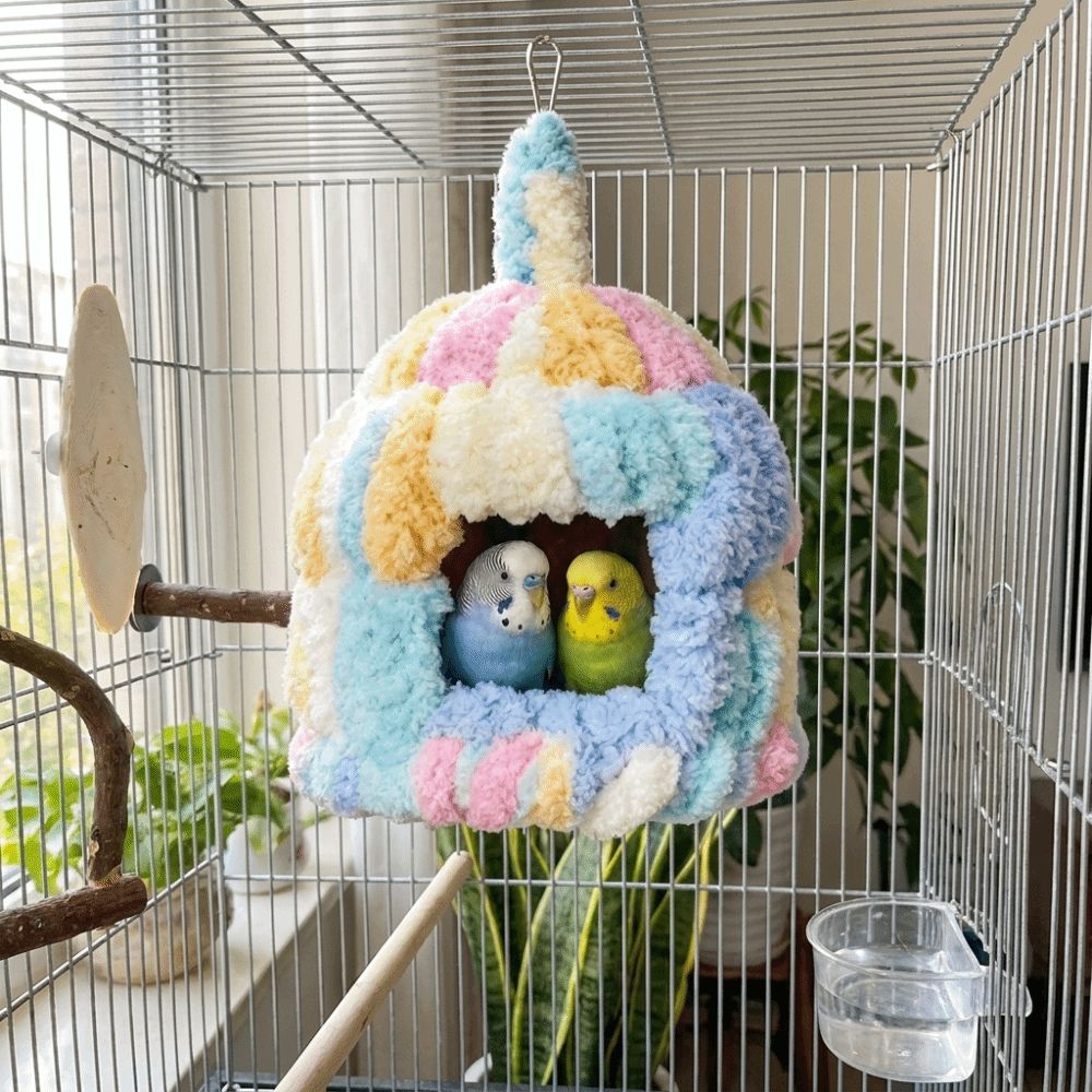 Plush Parrot Warm Nest Warm Bird Hanging Hammock Hanging Parrot House  Cage Accessories