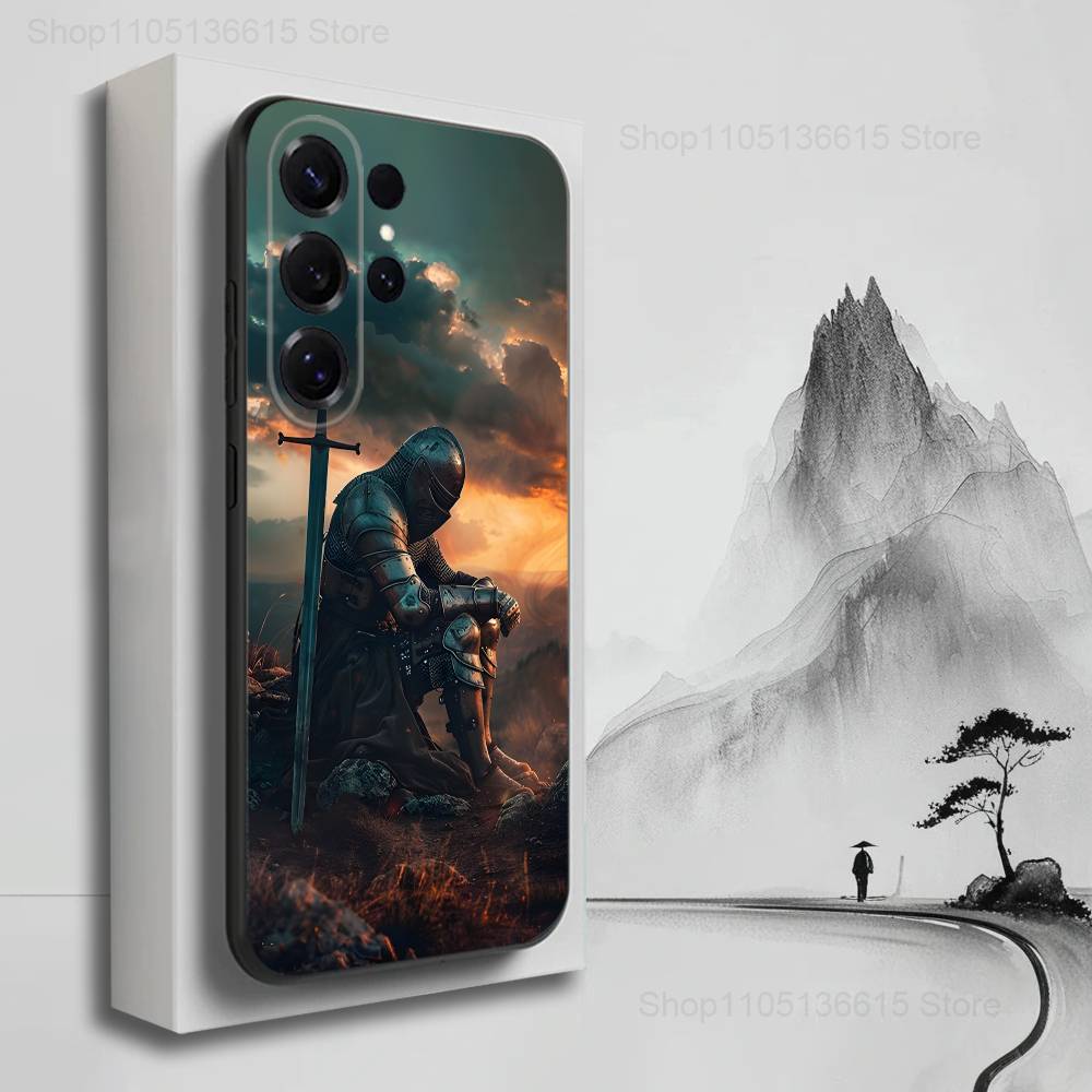 Crusaders Templar Knight Case For Samsung S10,Plus,S9,Ultra,S24,S21,S20,S23,FE,S22,S25,Lite,Soft Silicone Black