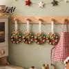 Plastic Festive Pendant Handmade Pipe Cleaner Christmas Wreath Ornament Chenille Stems Mini Holiday Gift for Family Crafts with Bow Bells Window
