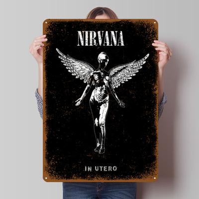 Nirvana In Utero Segni in Latta Poster Musicale Decorazione Casa Decorazione Stanza Segno Metallico Personalizzato per Decorazione Artistica da Parete Bar Wand Deko