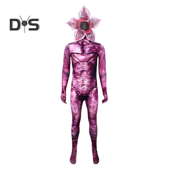 Halloween Cosplay Jumpsuit med hette Slim Fit Corpse Flower Shape Glidelåslukking Lange ermer Fotorekvisita Performance Party Carnival Costume