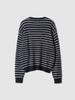 Pokeopeiseu Cable Stripe Henley Neck Knit Navy