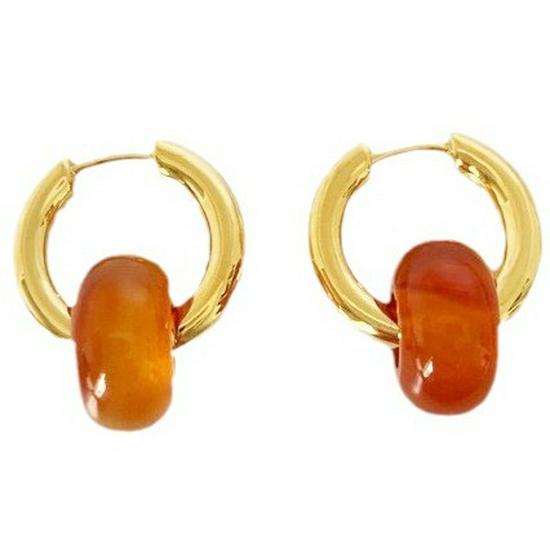 Niche Design Natural Agate Jade Lucky Bead Earrings