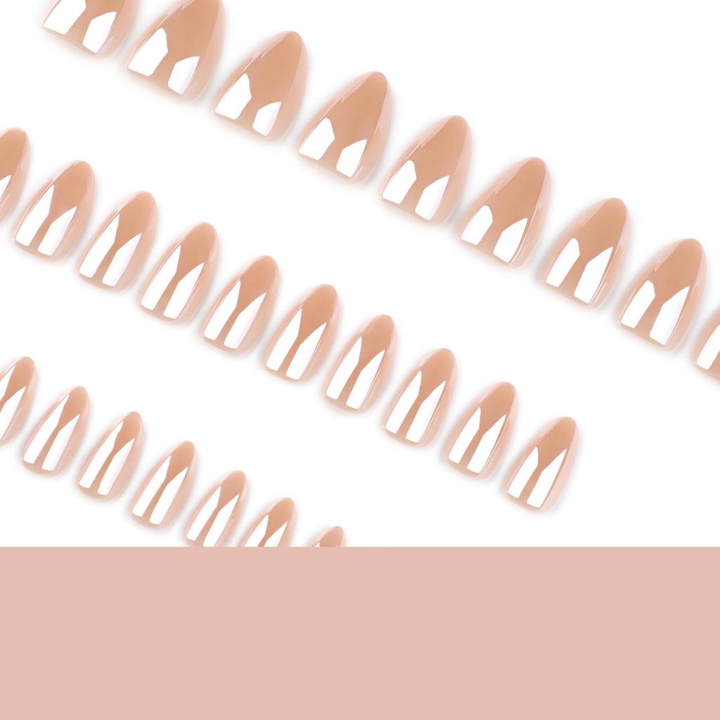 Nude Almond Coated Sparkle Press-on Nails - Short Wearable Nail Art Tips