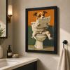 Vintage Animal Bathroom Wall Art, Funny Dog Retro Pop Art Canvas Painting, Nordic Toilet Poster Print for Restroom Room Decor