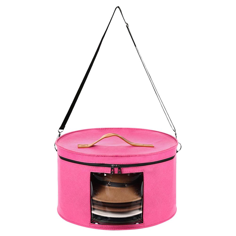 Collapsible Hat Case -Handle & Shoulder Strap Hat Clothes Storage Bin Foldable Hat Organizer Bag for Travel and Closet Storage
