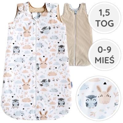 Babyu, All-season Sleeping Bag Cotton Double Zipper Adjustable 1.5 Tog 0-9 M