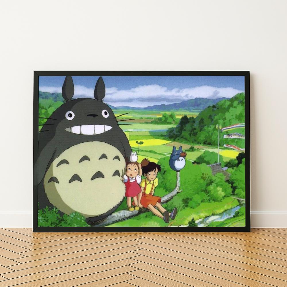 Malen nach Zahlen mit Rahmen Bilder zum Malen - Totoro Ghibli 50x40 cm