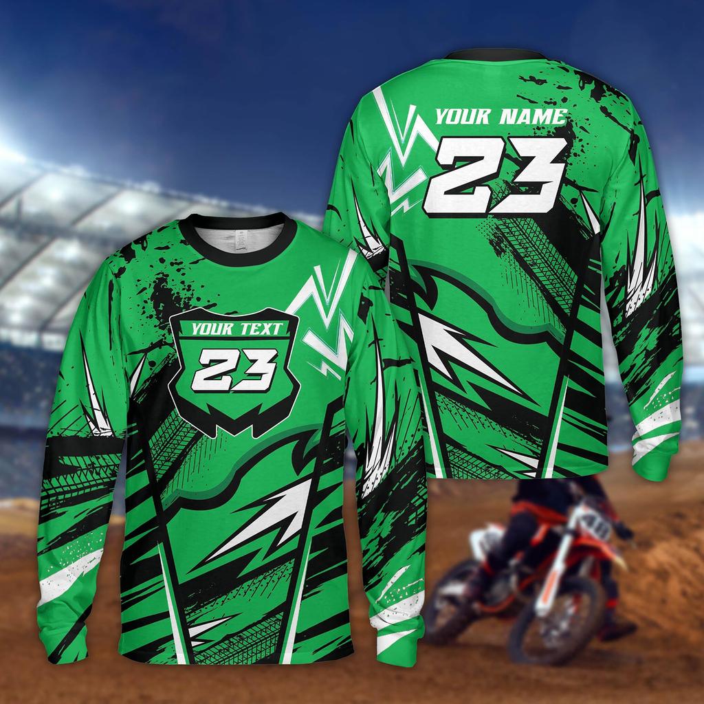 Customizable Off Road Motorcycle Long Sleeve Shirt Personalized Rider Name Number Motocross 3D Jersey Dirt Bike Racing Team Apparel