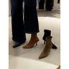 Talons hauts en daim tempérament bottines courtes pointues talon fin bottes fines élastiques Bottes Martin