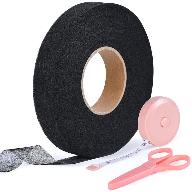 

SHGO-Hem Tape - 3/4 INCH X 70 Yards - No Sew Iron-On Hemming Fabrictape Adhesive With Scissors&Tape Measure - For Clothes чёрный