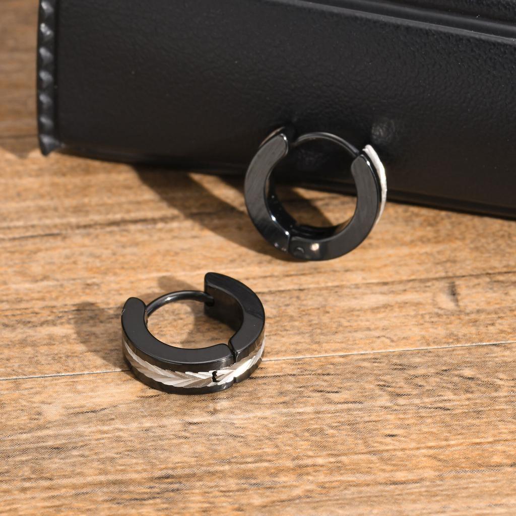 New Stainless Steel Hoop Earrings for Men,Waterproof Two Tone Huggies Earrings,Trendy Simple Jewelry Gifts