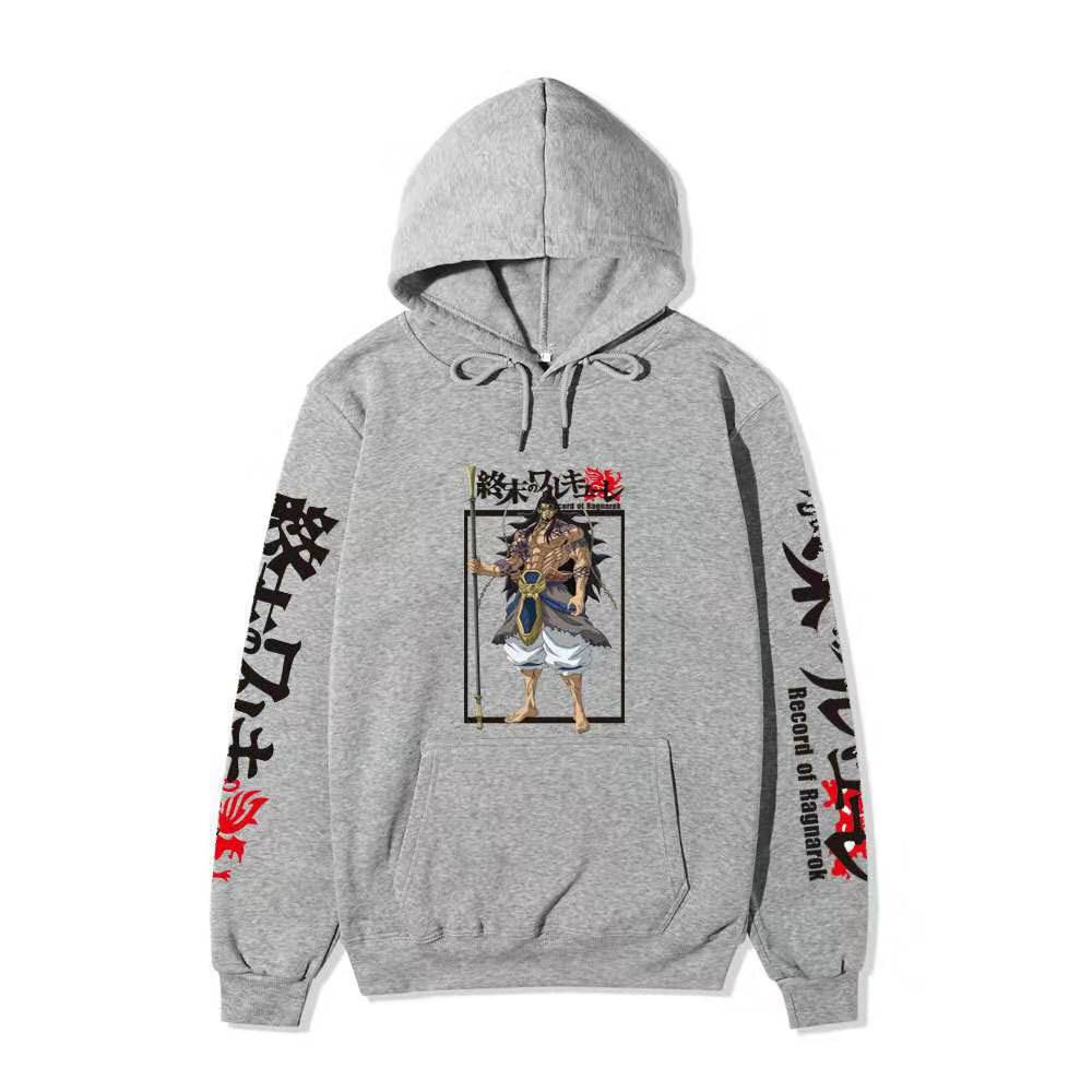 Record of Ragnarok Lu Bu Vollfarbiger Anime Hoodie Japanischer Drachen-Ärmeldruck Lässiger Pullover mit langen Ärmeln Sweatshirt
