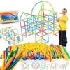 300pcs Engineering Educational Puzzle Colorful Straw Toy  Adults Gifts