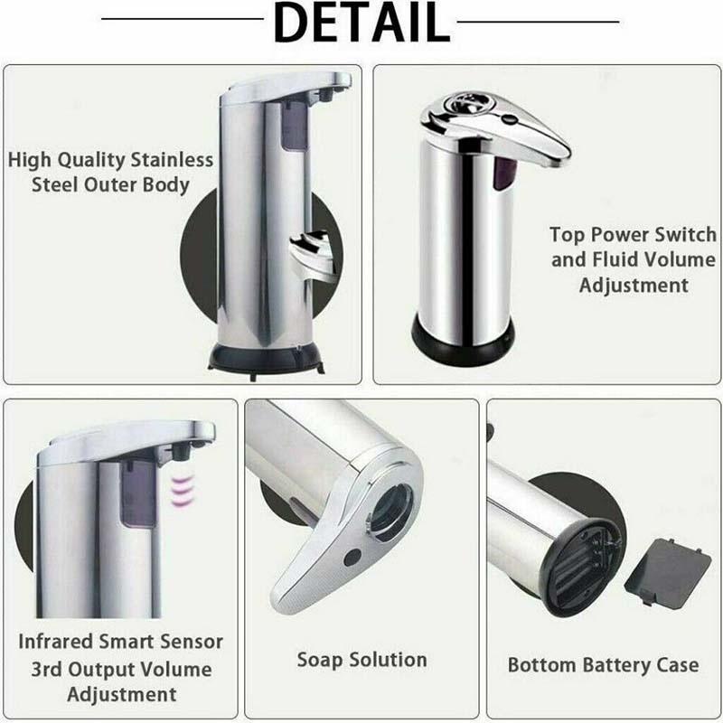 Stainless Steel Household Office  Handsfree Automatic IR Sensor Touchless Soap Liquid Dispenser