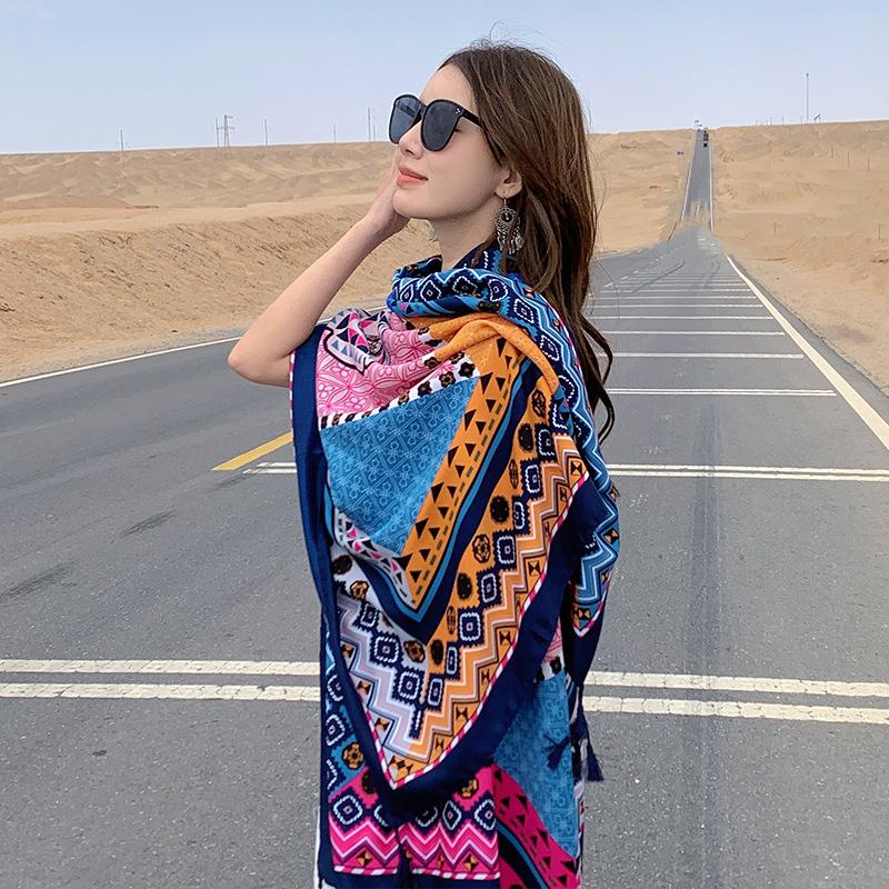 Vintage Ethnic Fashion Tassel Breathable Sunscreen Versatile Large Shawl Scarf