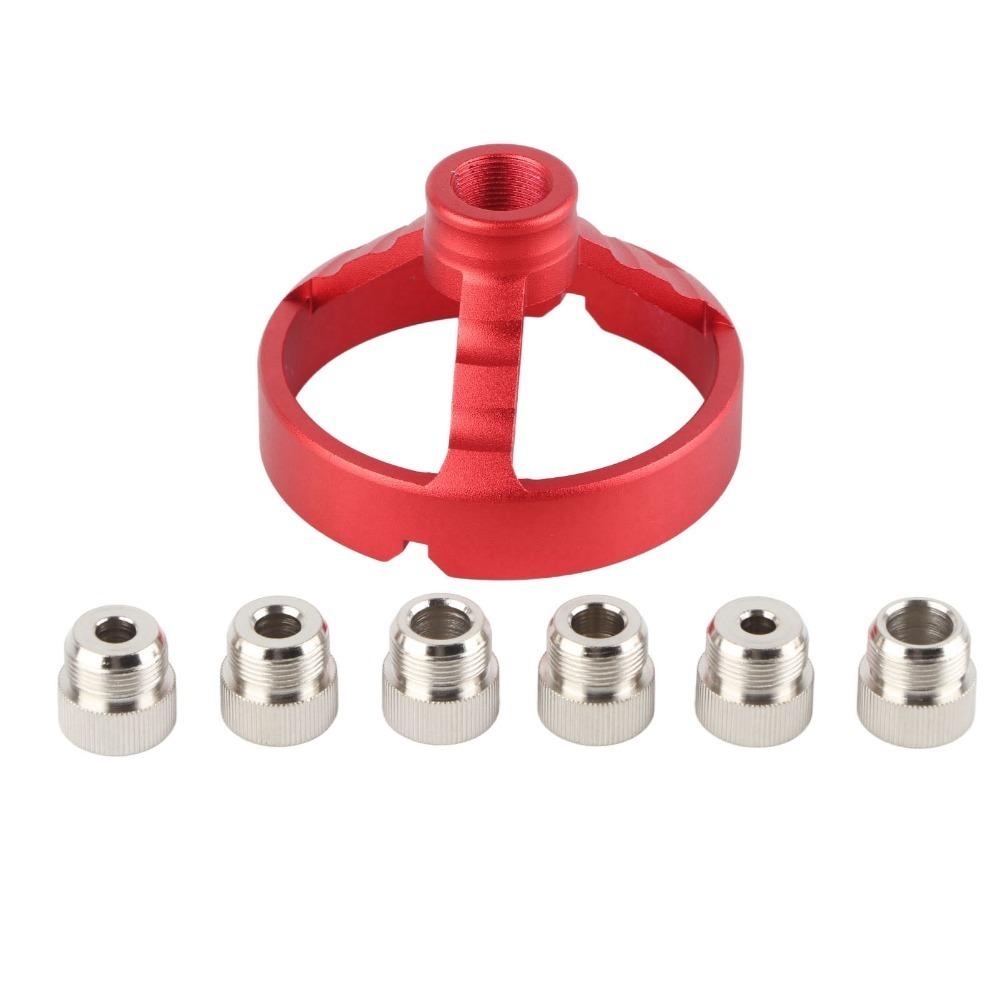 

5/6/7/8/9/10 mm Drill Bushings Drill Press Guide Jig Self-Centering Red Straight Hole Drill Locator Aluminum Alloy