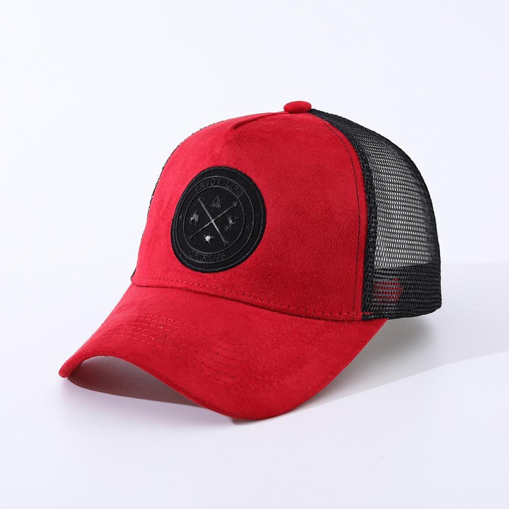Sommer Runder Etikett Wildleder Baseballkappe Herren Netz Vielseitiger Sonnenschutz Damen Hip-Hop Hut Trendiger Hut