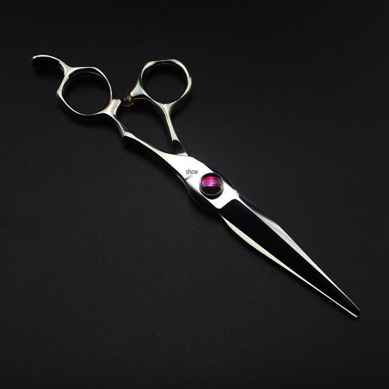 440C Divine Walker Hairdressing Scissors with Case - Straight Shears for Barbers and Bangs 5.5 Inch Purple Gem Straight Scissors