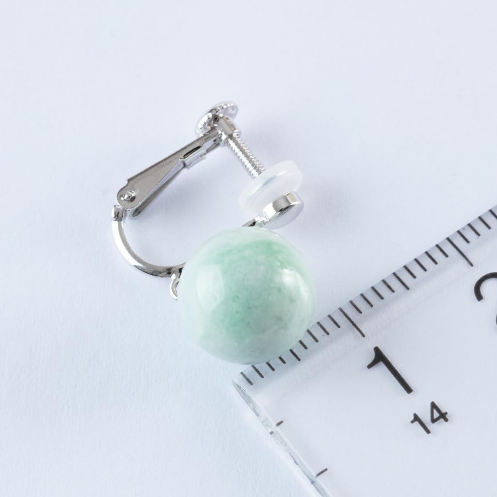 10mm Itoigawa Natural Jadeite Bead Earrings Spring with Silicone Jadeite Workshop Guarantee Japanese National Jomon Power Stone APS0119 (Screw Cover)
