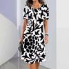 Elegant Short Sleeve 3D Print Dress Beach Summer Midi Dresses