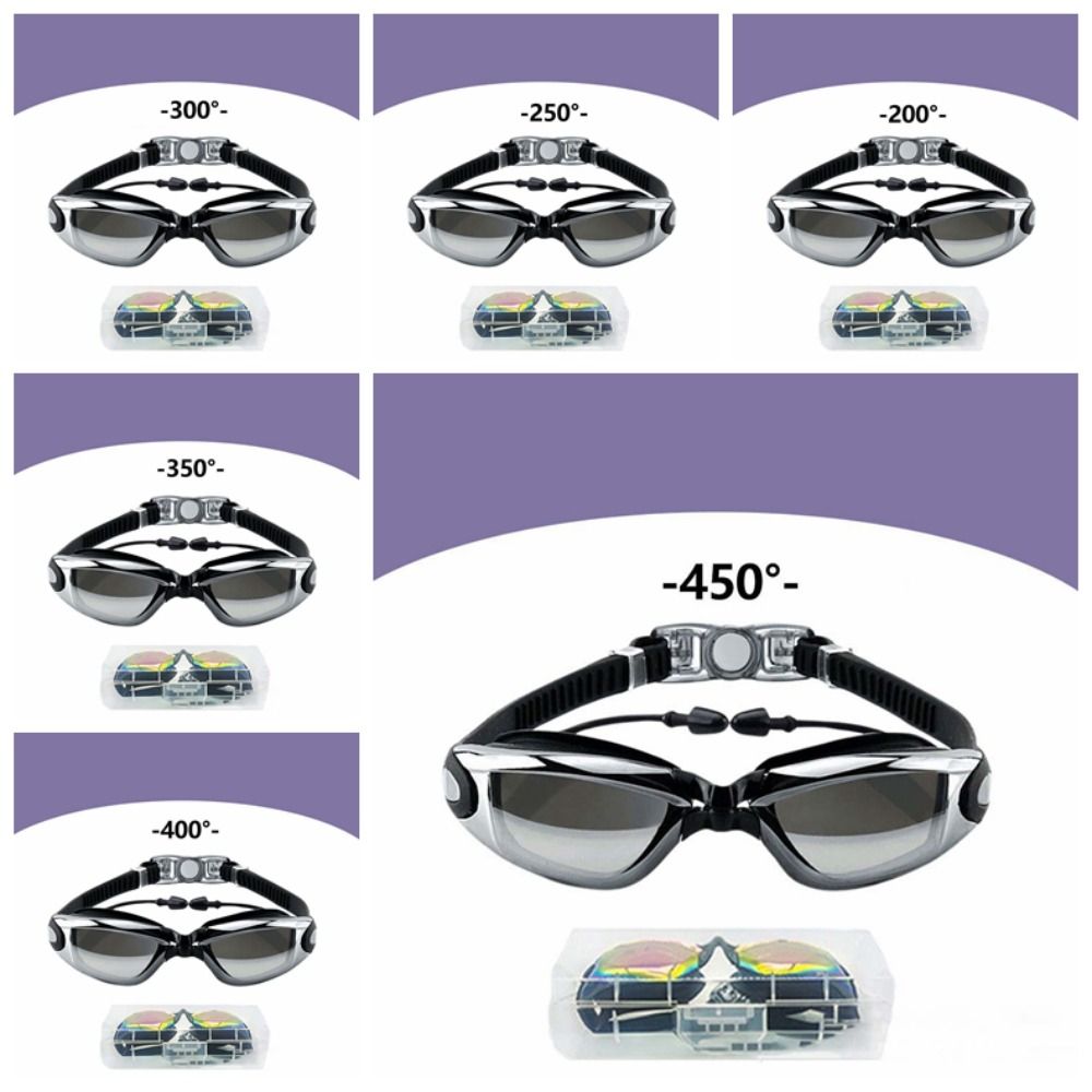 Dazzling Colors Myopia Swim Goggles Electroplating Anti-fog Swimming Eyewear  Snorkeling