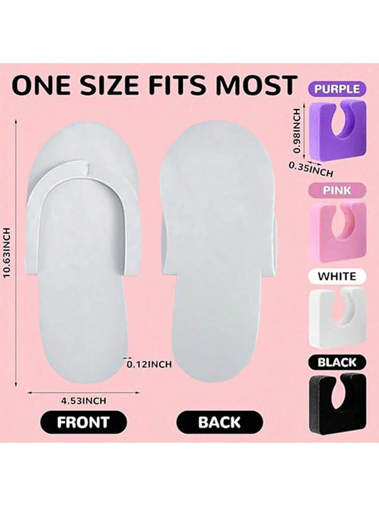 10Pairs Disposable Pedicure Slippers and Toe Separators Kit 10 Toe Separators for Women Nail Hotel Salon Spa Party