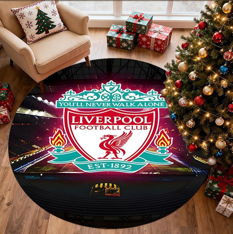 Liverpool F.C Pattern Round Rug, Indoor/Outdoor Mat, for Picnic, Gameroom, Bedroom, Office, Living Room, Home Decor Carpet, Birthday Gift
