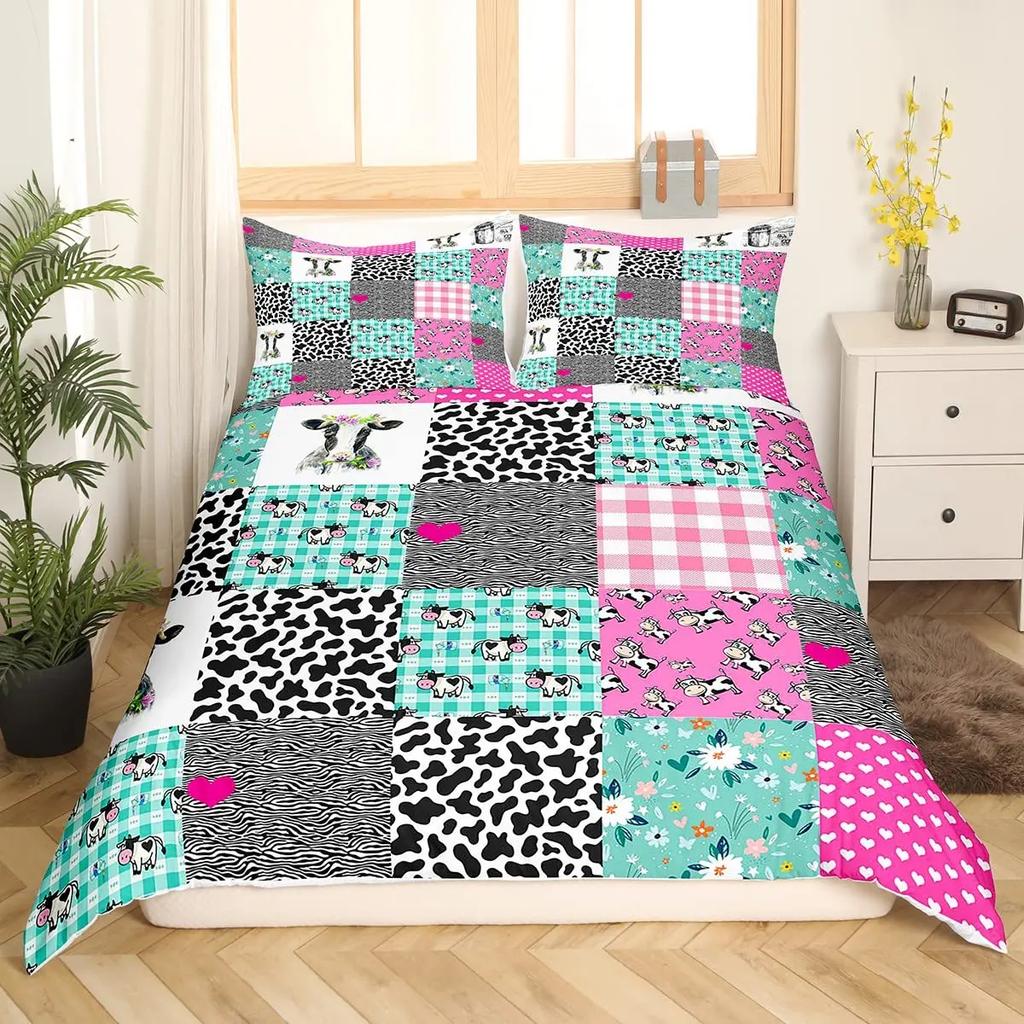 Zebra King Queen Duvet Cover Colorful Animal Bedding Set For Teens Adults Savanna Creatures Black 2/3Pcs Polyester Quilt Cover