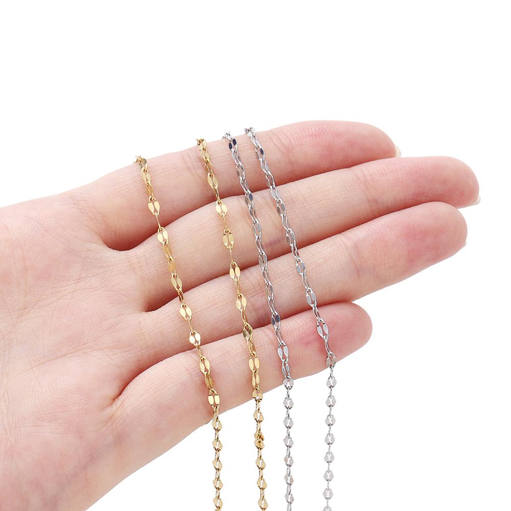 2Meters Stainless Steel Chain Gold Color Lip Shape Link Chains for DIY Necklace Bracelet Anklet Jewelry Making Accessories