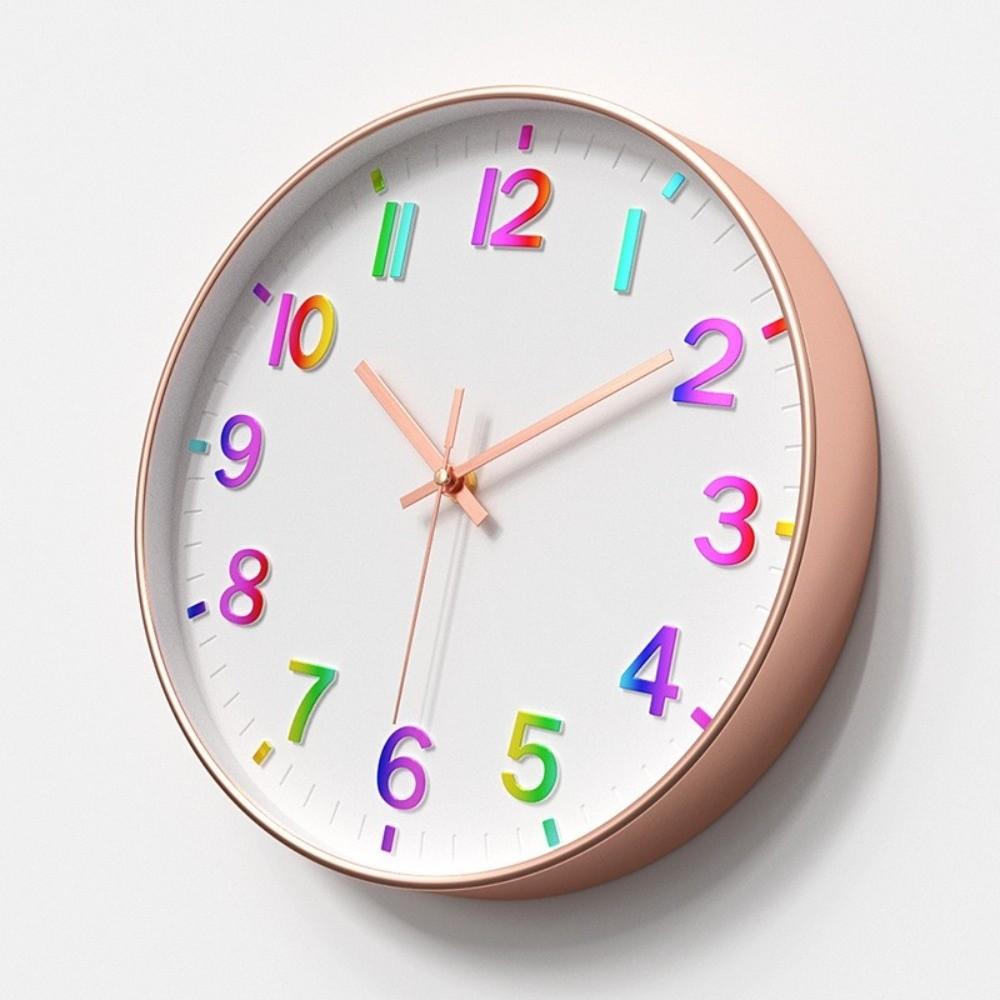 Fashion 12 Inch Digital Wall Clock Mute Colorful Numbers Quartz Clock Plastic Wall Hung Clock Living Room