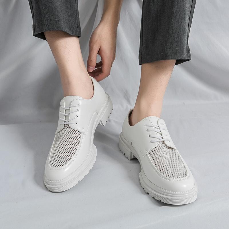Comfortable Business Driving Mesh Footwear 2025 Summer New Breathable Leather Men Oxford Shoes Quality Non-slip Man Casual Shoes