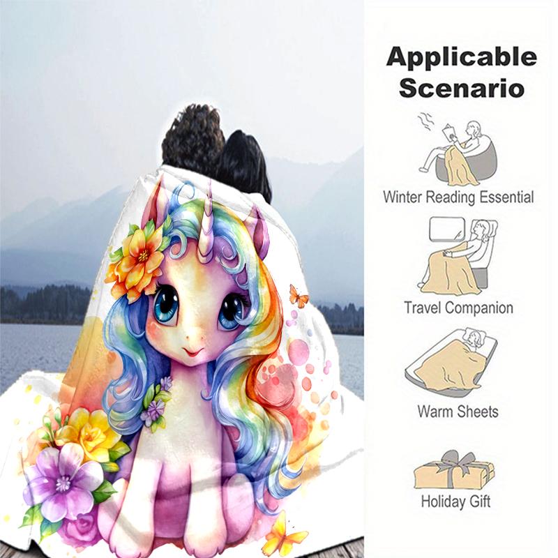 1PC Unicorn Blanket, Al Season Lightweigh Poster Blanket Home Office Outdoor Nap Multifunc Poster Blanketional Blanket