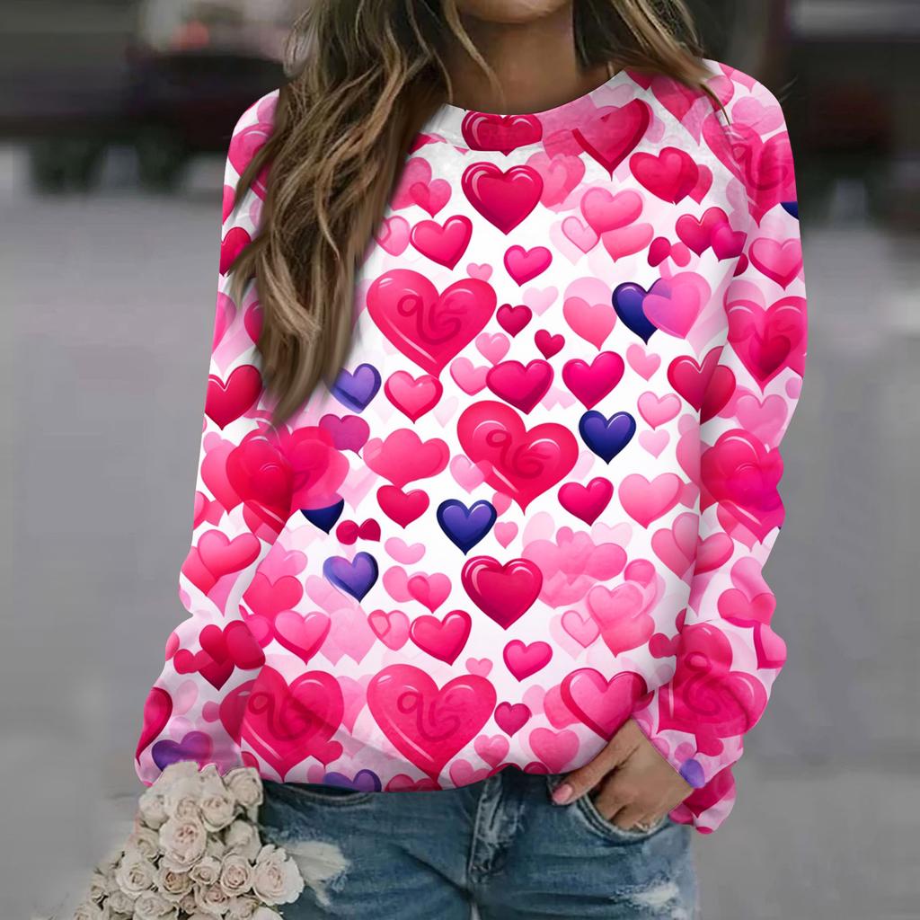 Damenmode Lässig Langarm Bedruckter Halsausschnitt Sweatshirt-Oberteil