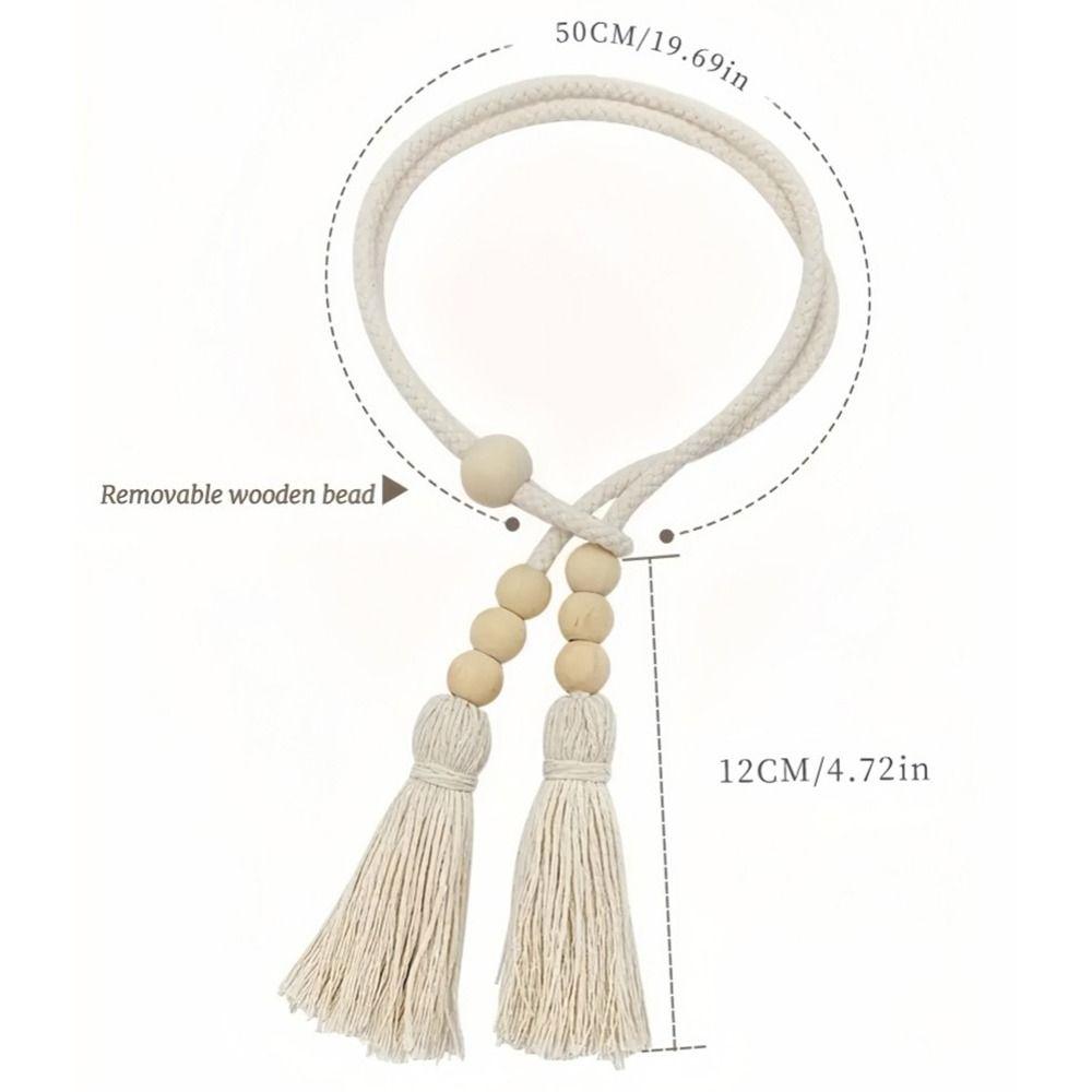 2Pcs Wooden Bead Curtain Tiebacks Fixed Curtain Hooks Curtain Tying Rope Home Decor Accessories