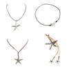 Small Starfish Pendant Necklace Bohemian Clavicle Chain Fashion Choker Wax Rope Chain Necklace Simple Jewelry Gift