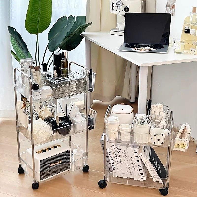 Wheeled 3-Tier Trolley Multi-Tier Storage Shelf for Organized Spa and Salon Settings